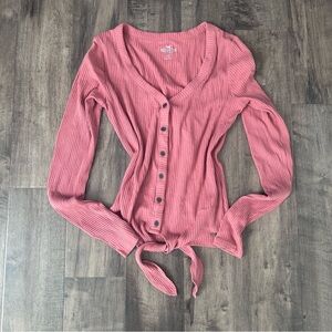 Hollister Dusty Rose Ribbed Button-Down Shirt